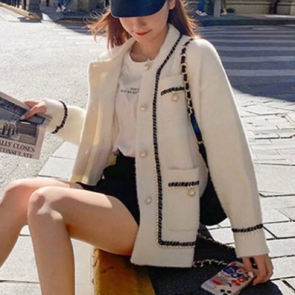 Coat jacket embroidery pocket blazer womens luxury fuzzy soft suit jacket - Picture 2 of 8